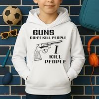Funny Guns Dont Kill People I Do Kids Hoodie thumb 2