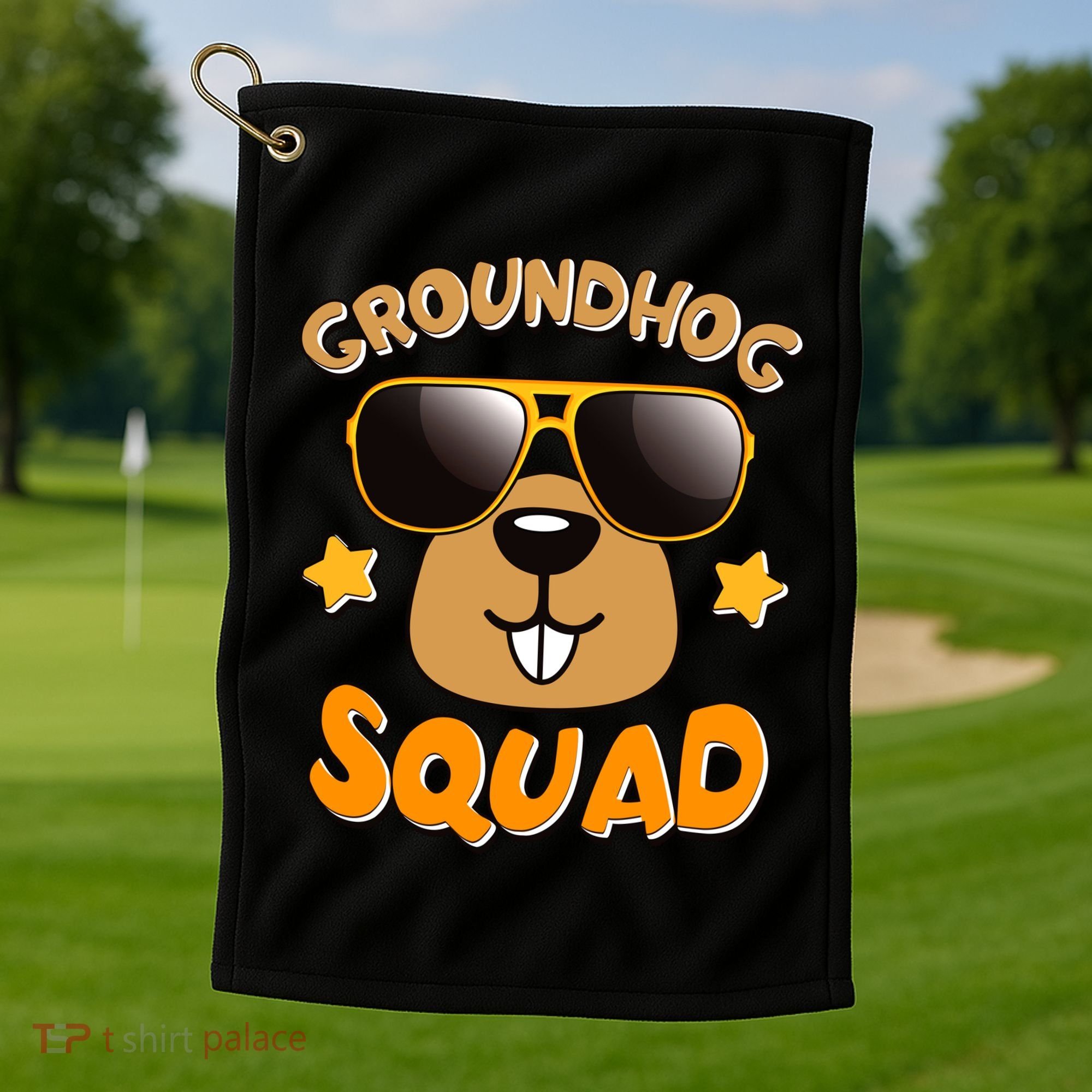 Funny Groundhog Day Squad Golf Towel