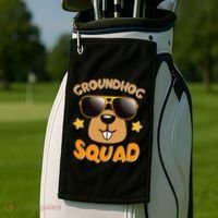 Funny Groundhog Day Squad Golf Towel thumb 2