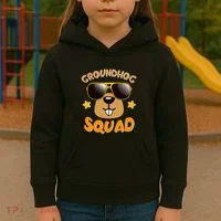 Funny Groundhog Day Squad Kids Hoodie thumb 3
