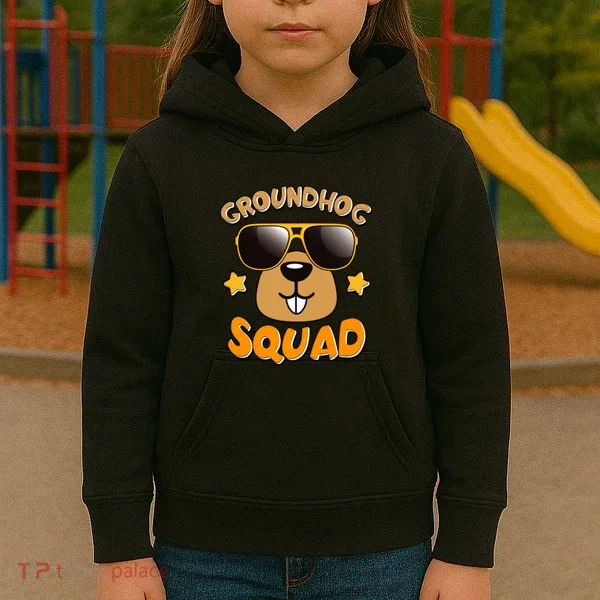 Funny Groundhog Day Squad Kids Hoodie