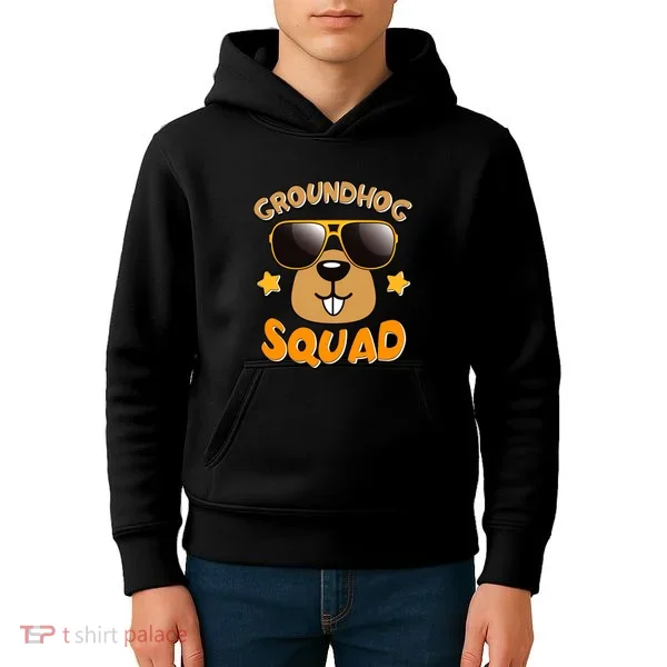 Funny Groundhog Day Squad Kids Hoodie