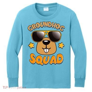 Funny Groundhog Day Squad Kids Long Sleeve Shirt