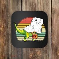 Funny Ghost Dinosaur Halloween Graphic Coaster thumb 0