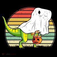 Funny Ghost Dinosaur Halloween Graphic Toddler Hoodie thumb 2