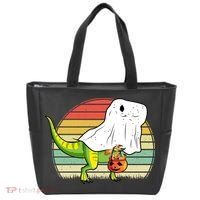 Funny Ghost Dinosaur Halloween Graphic Tote Bag thumb 0