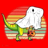 Funny Ghost Dinosaur Halloween Graphic Santa Hat thumb 1