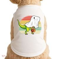 Funny Ghost Dinosaur Halloween Graphic Doggie Tank thumb 0