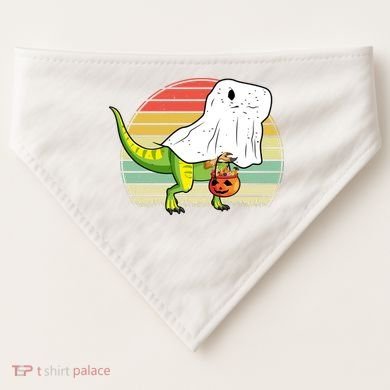 Funny Ghost Dinosaur Halloween Graphic USA-Made Doggie Bandana