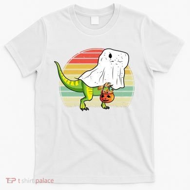 Funny Ghost Dinosaur Halloween Graphic T-Shirt