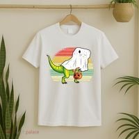 Funny Ghost Dinosaur Halloween Graphic T-Shirt thumb 2