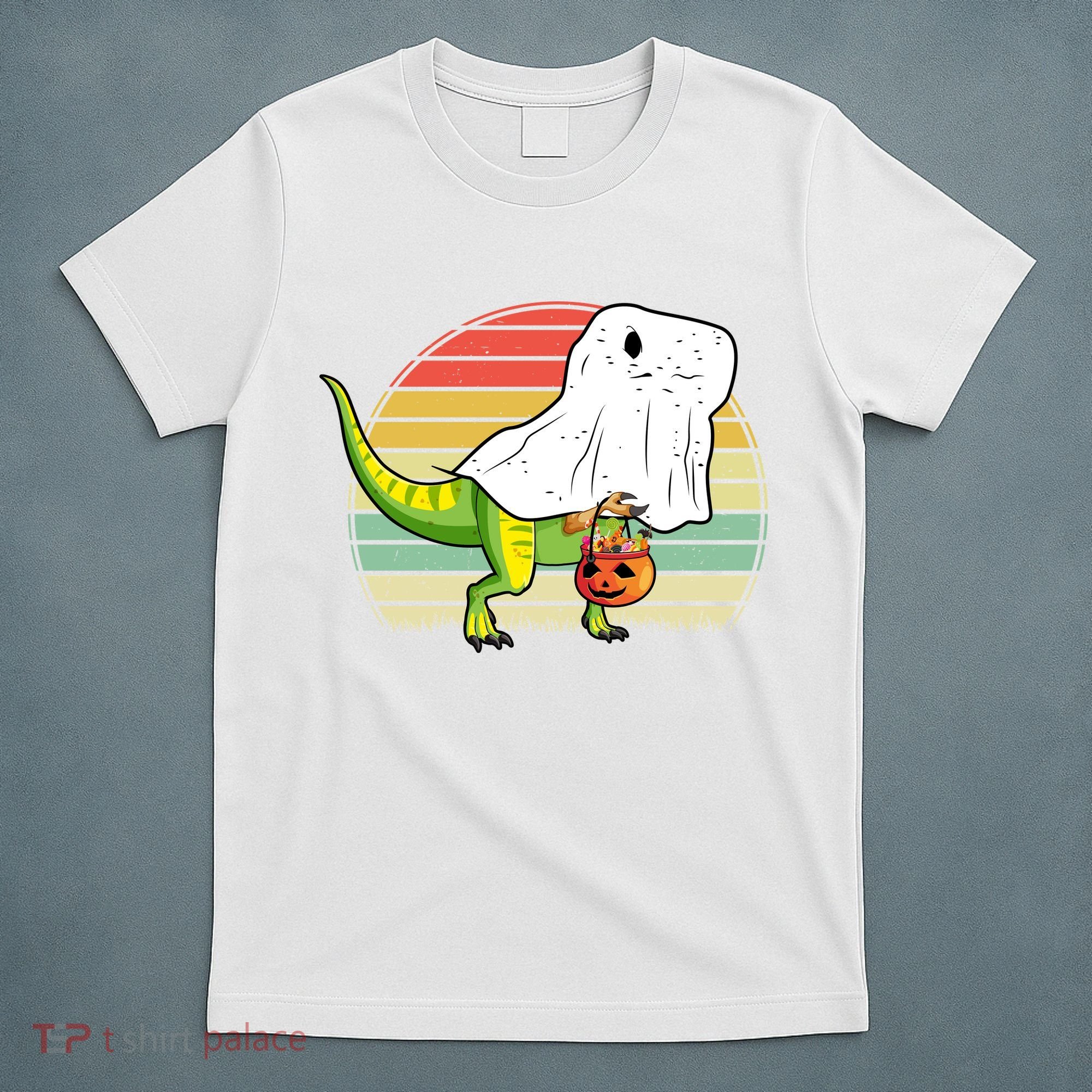 Funny Ghost Dinosaur Halloween Graphic T-Shirt