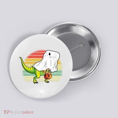 Funny Ghost Dinosaur Halloween Graphic Button