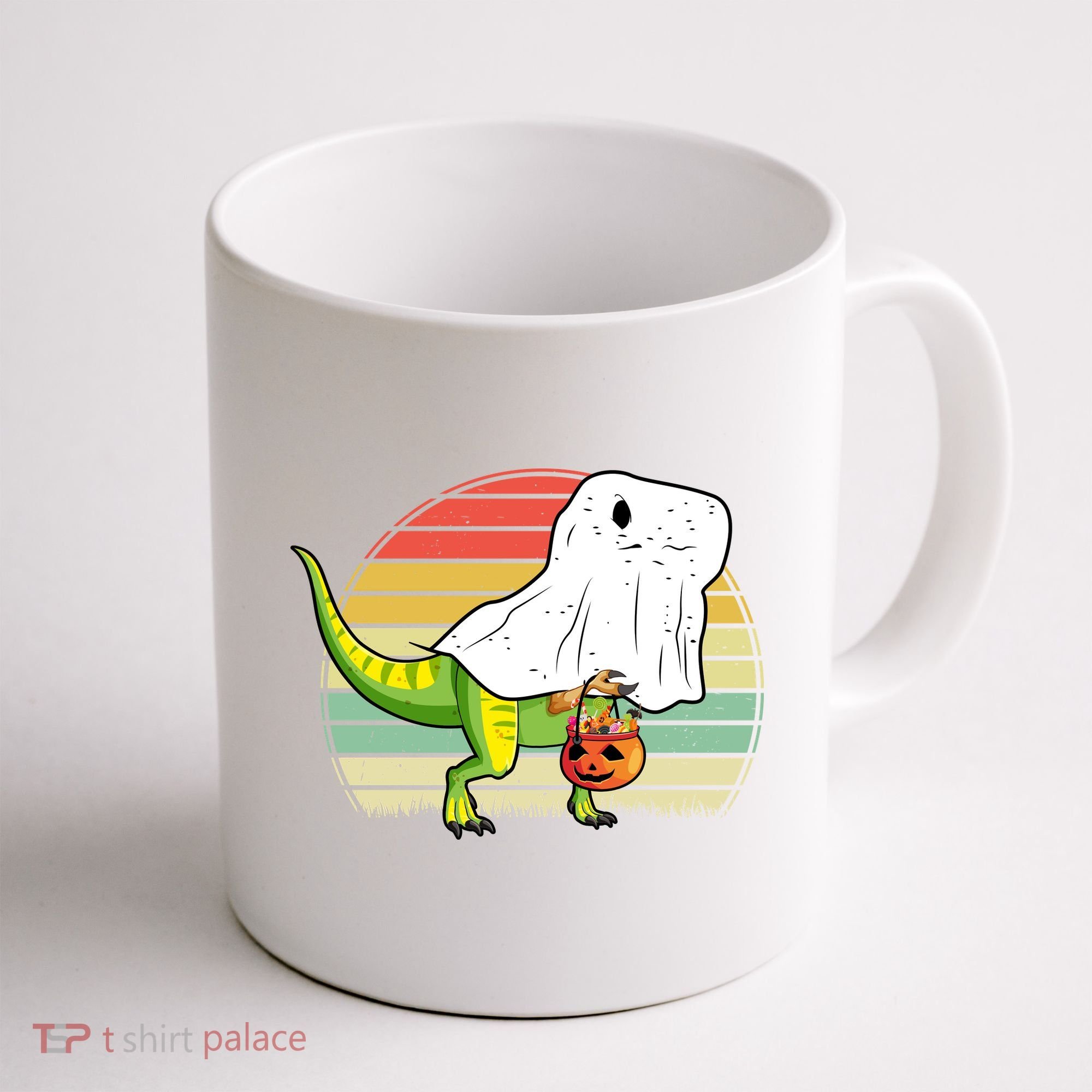Funny Ghost Dinosaur Halloween Graphic Coffee Mug