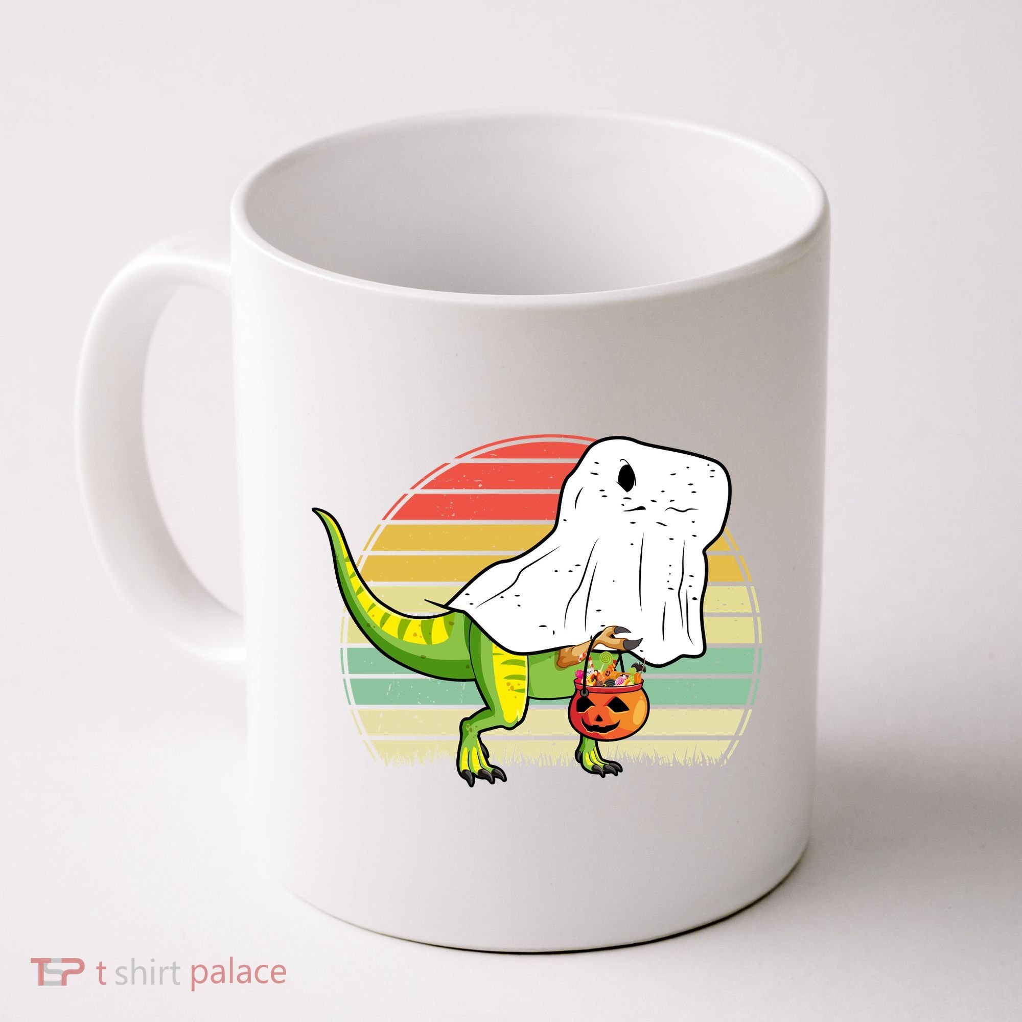 Funny Ghost Dinosaur Halloween Graphic Coffee Mug