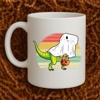 Funny Ghost Dinosaur Halloween Graphic Coffee Mug thumb 2