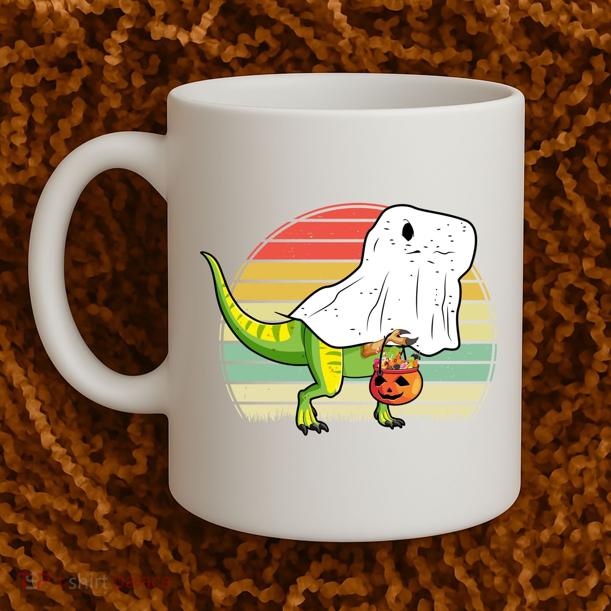 Funny Ghost Dinosaur Halloween Graphic Coffee Mug