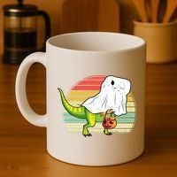 Funny Ghost Dinosaur Halloween Graphic Coffee Mug thumb 4
