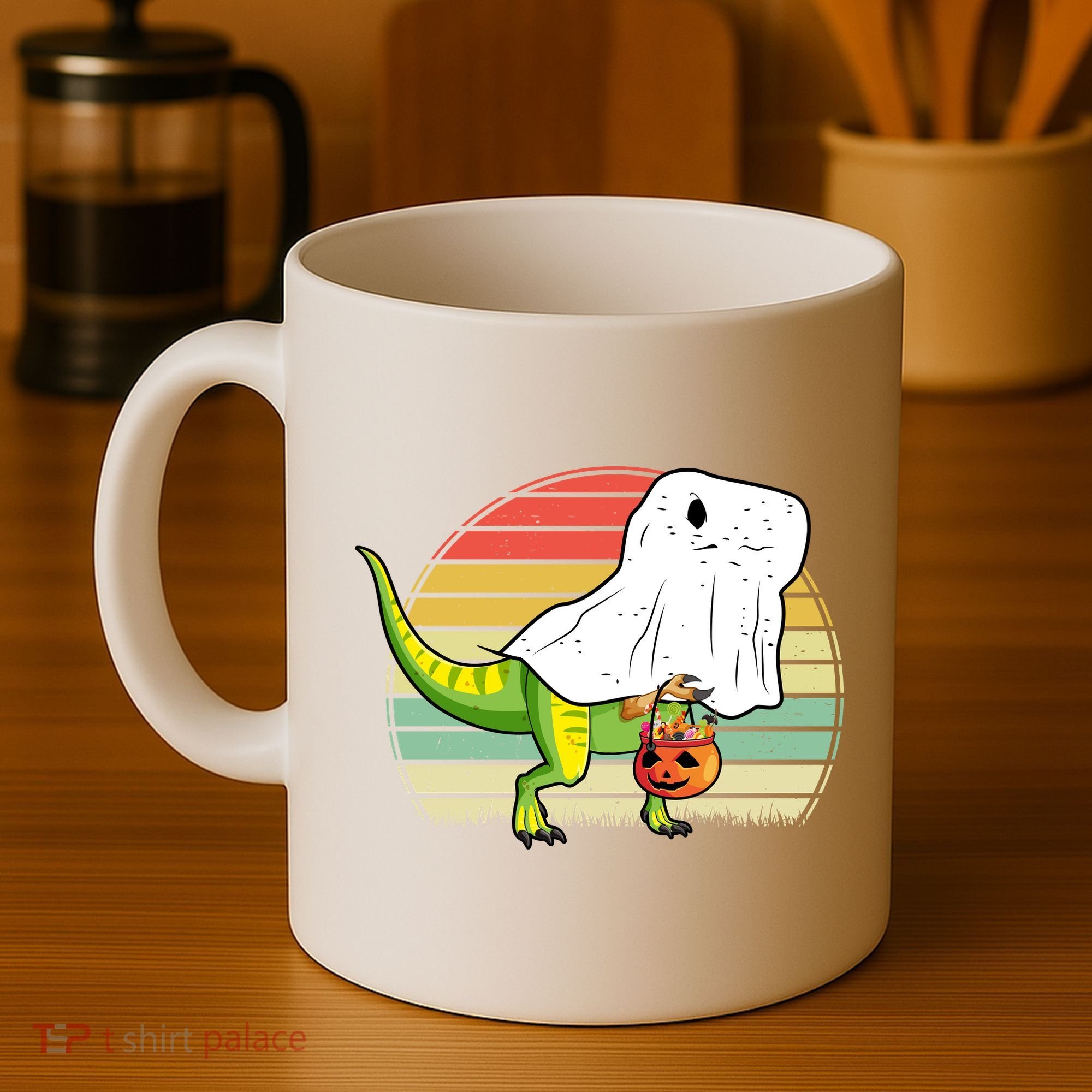 Funny Ghost Dinosaur Halloween Graphic Coffee Mug