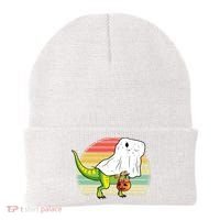 Funny Ghost Dinosaur Halloween Graphic Beanie thumb 0