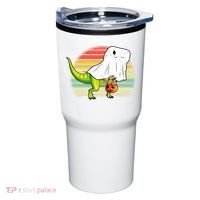 Funny Ghost Dinosaur Halloween Graphic Tumbler thumb 0