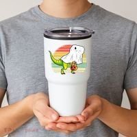 Funny Ghost Dinosaur Halloween Graphic Tumbler thumb 2