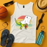 Funny Ghost Dinosaur Halloween Graphic Tank Top thumb 4