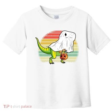 Funny Ghost Dinosaur Halloween Graphic Toddler T-Shirt