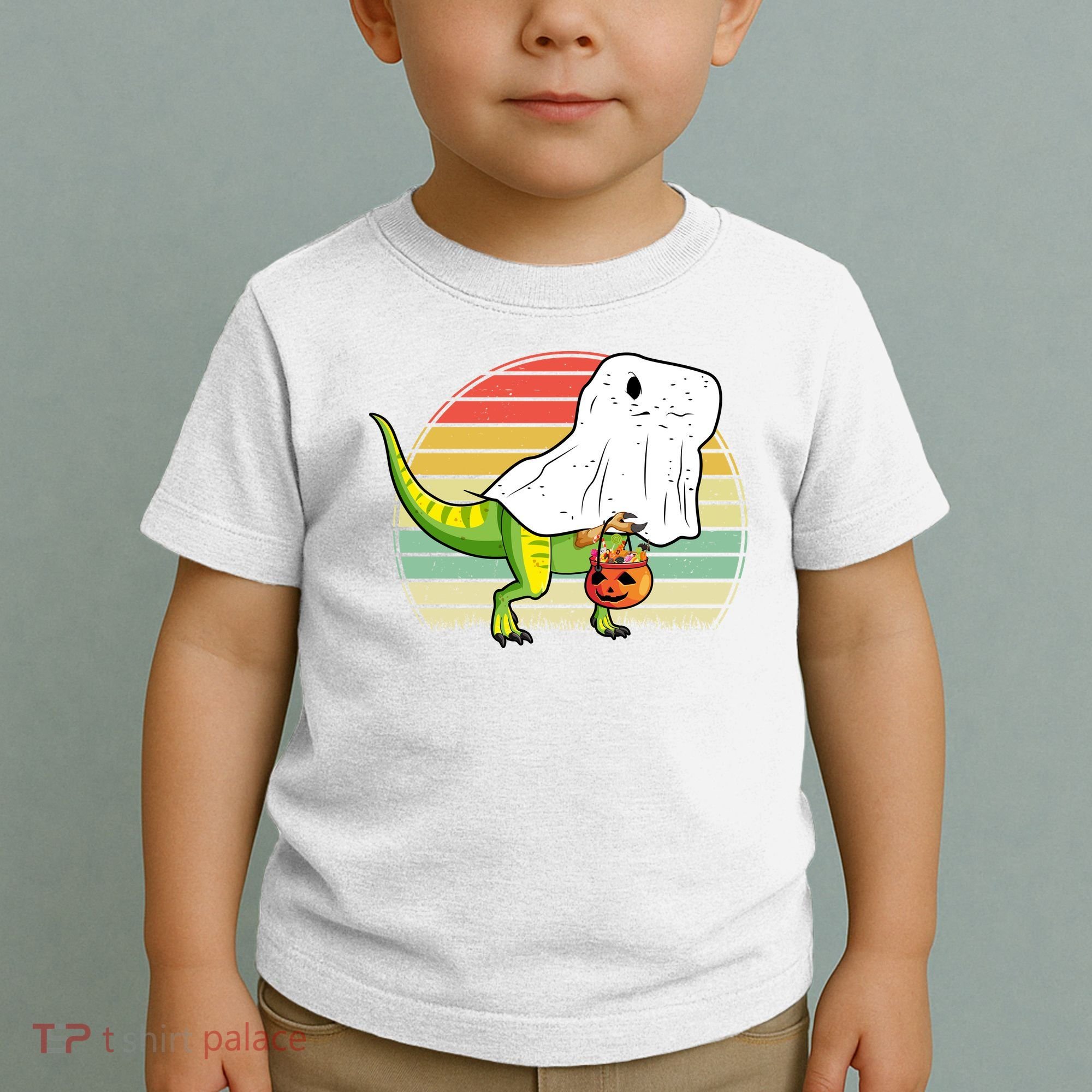 Funny Ghost Dinosaur Halloween Graphic Toddler T-Shirt