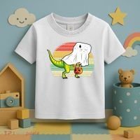 Funny Ghost Dinosaur Halloween Graphic Toddler T-Shirt thumb 3
