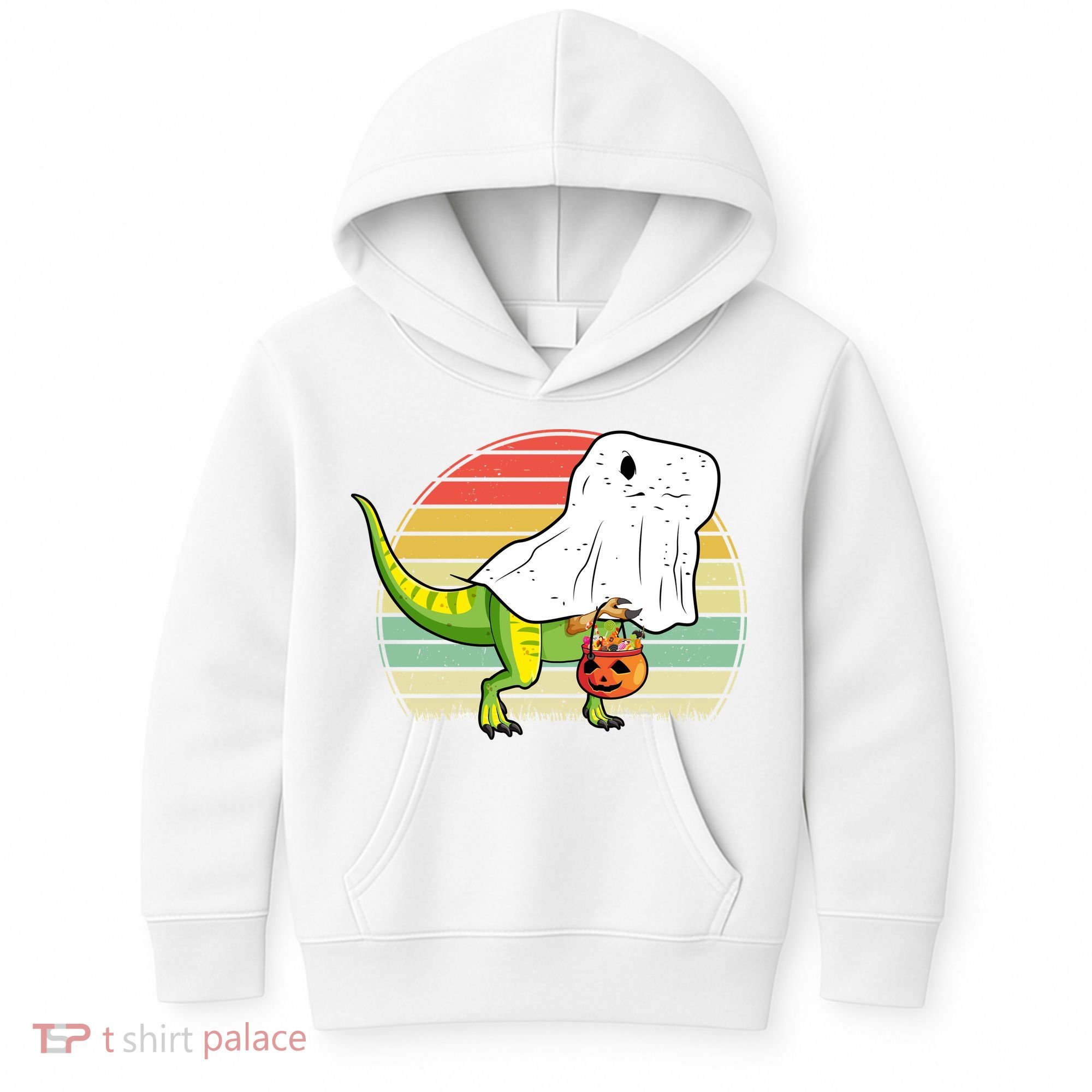 Funny Ghost Dinosaur Halloween Graphic Kids Hoodie