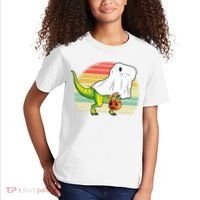 Funny Ghost Dinosaur Halloween Graphic Kids T-Shirt thumb 2