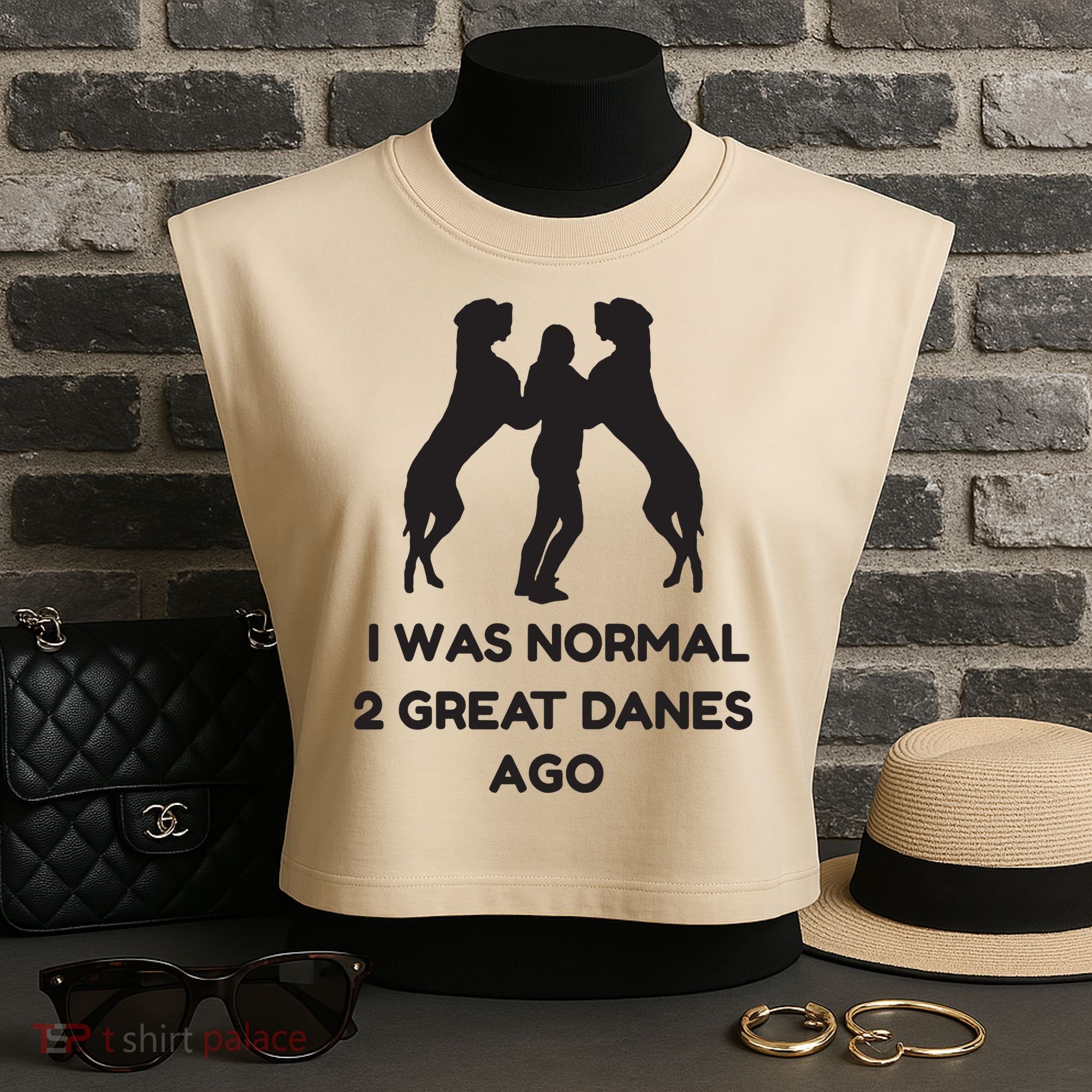Funny Great Dane Shirts Woman I Was Normal 2 Great Danes Ago Garment-Dyed Women's Muscle Tee