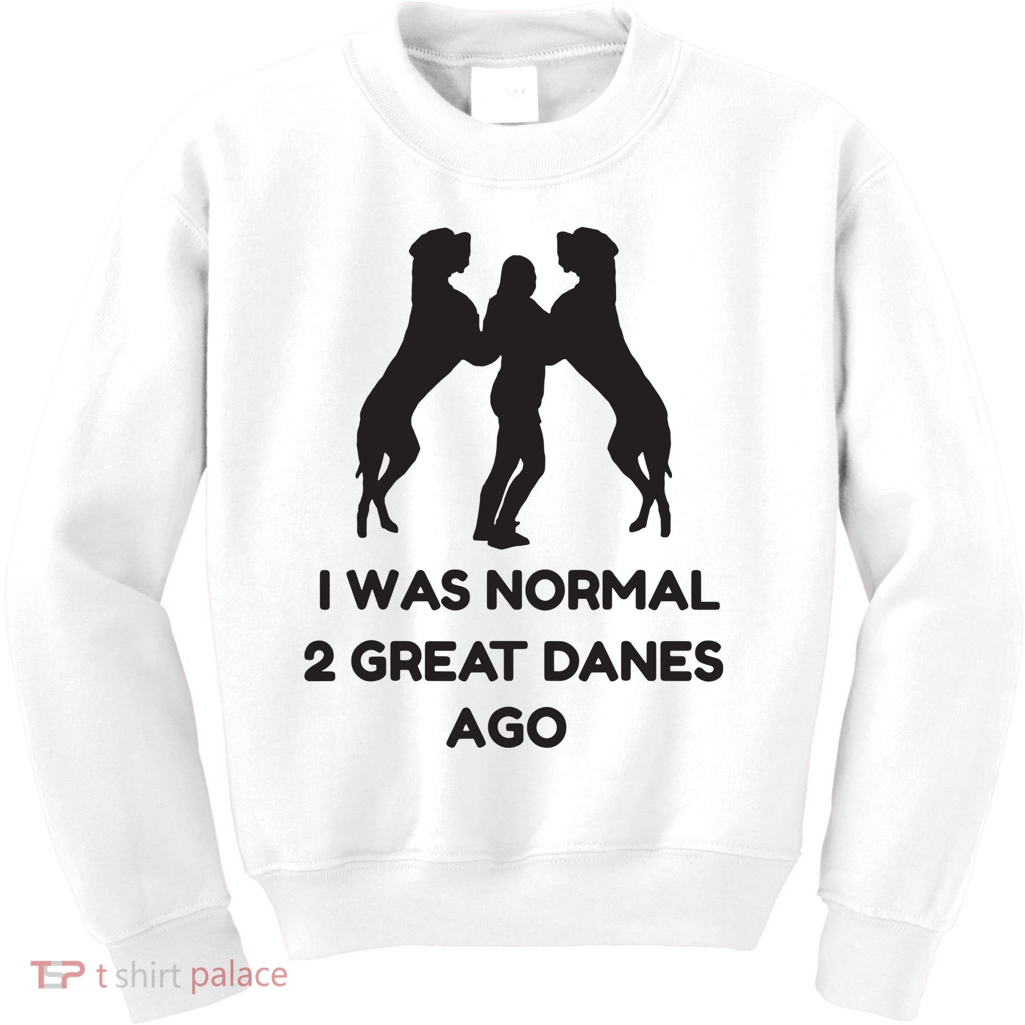 Funny Great Dane Shirts Woman I Was Normal 2 Great Danes Ago Kids Sweatshirt