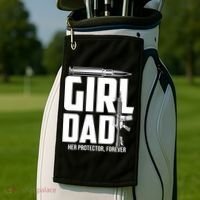 Funny Girl Dad Her Protector Forever Funny Father Gift Of Golf Towel thumb 2