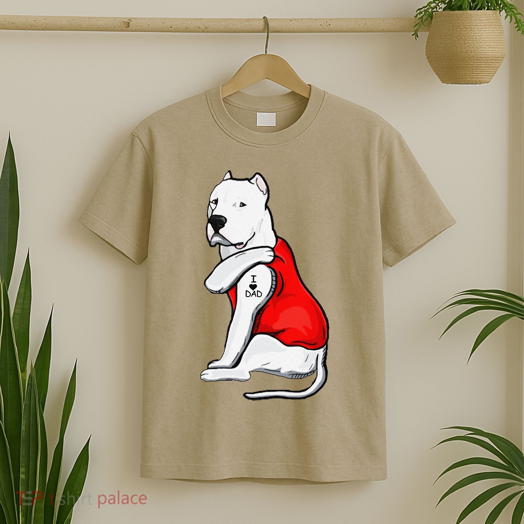 Funny Gifts Dogo Argentino Dog Tattoo I Love Fathers Day T-Shirt