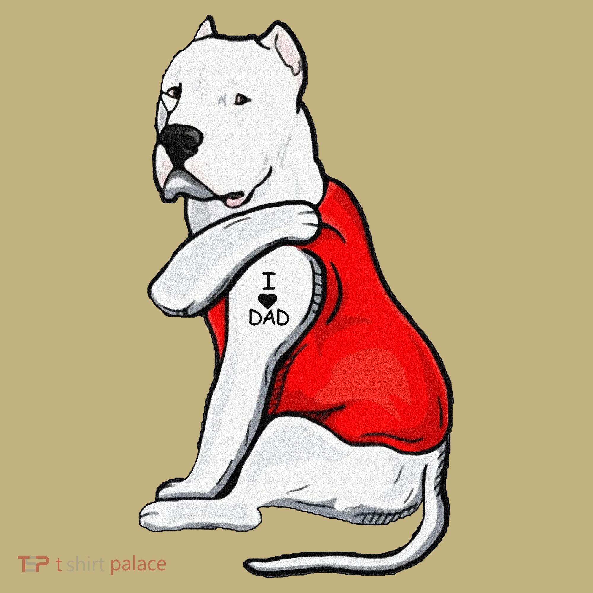 Funny Gifts Dogo Argentino Dog Tattoo I Love Fathers Day T-Shirt