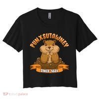 Funny Groundhog Day Phil Cute Ground Hog Punxsutawney Gift Women's Crop Top Tee thumb 0