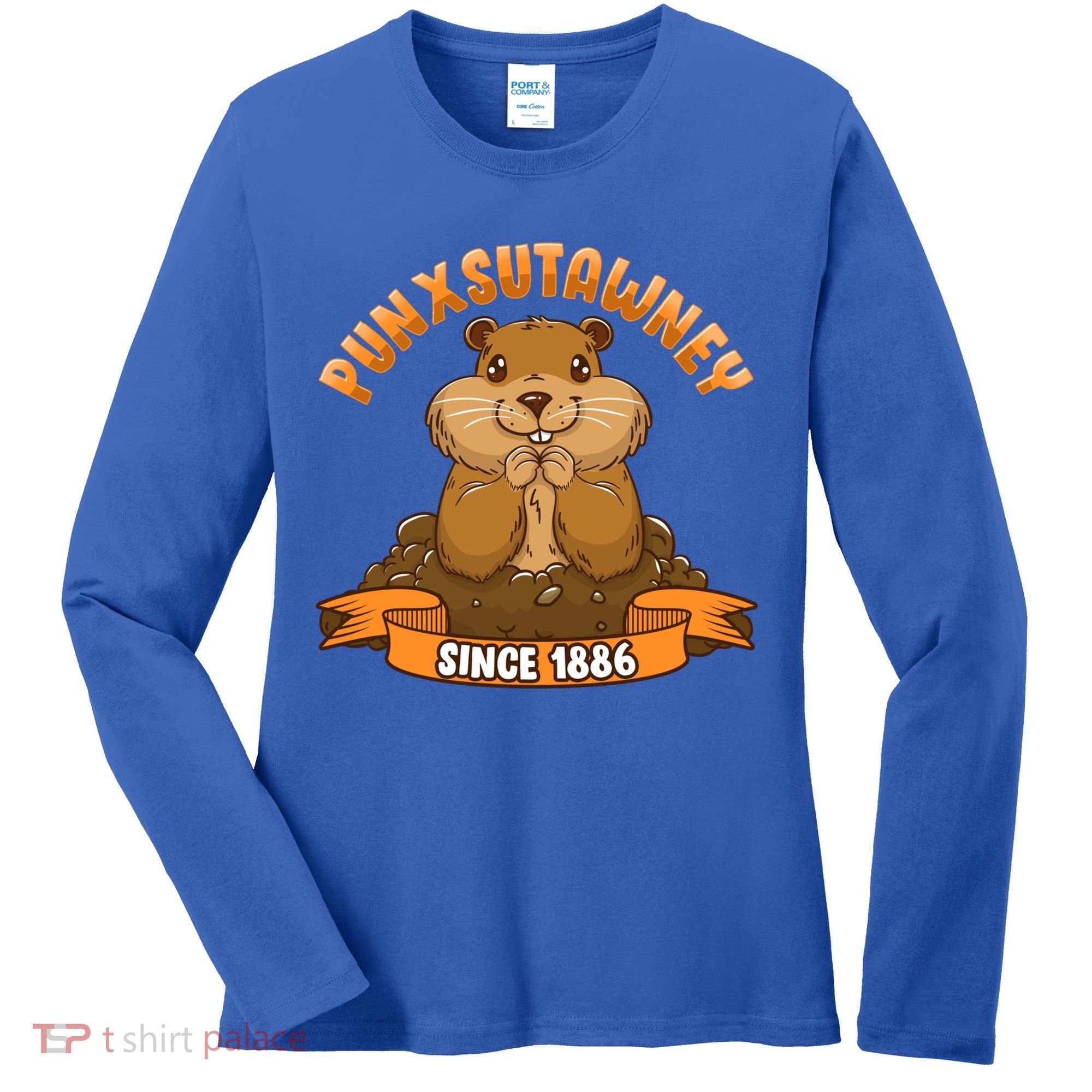 Funny Groundhog Day Phil Cute Ground Hog Punxsutawney Gift Women's Long Sleeve Shirt