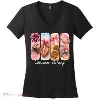 Football Game Day Fall Vibes Cute Autumn Women's V-Neck T-Shirt thumb 0