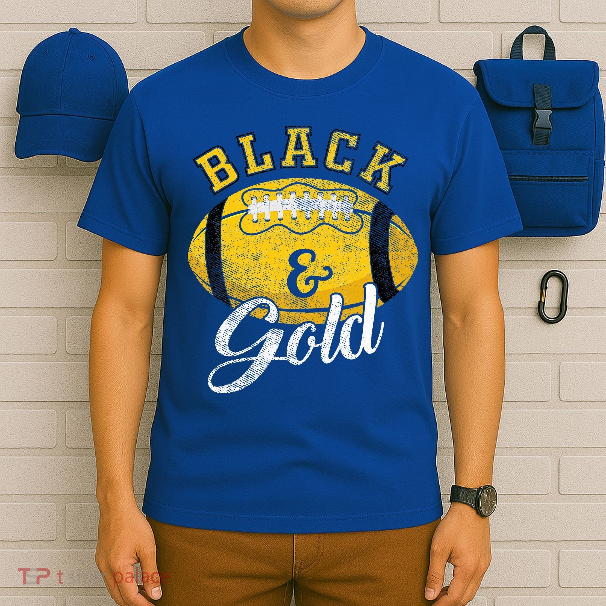 Football Game Day Black And Gold Costume For Football Lover T-Shirt