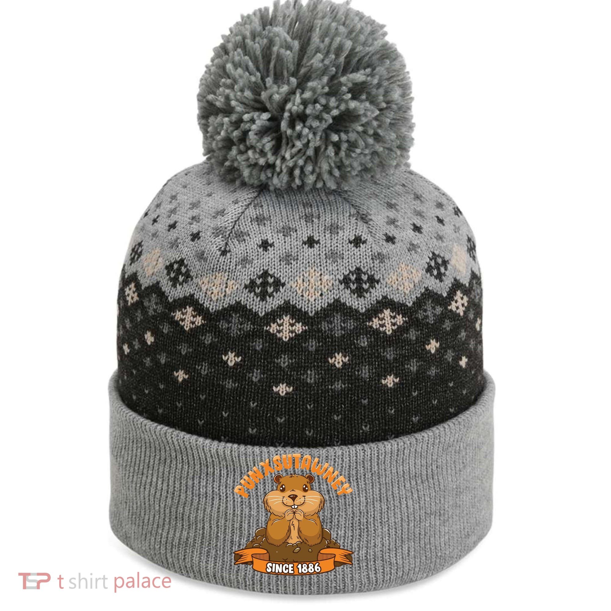 Funny Groundhog Day Phil Cute Ground Hog Punxsutawney The Baniff Cuffed Pom Beanie