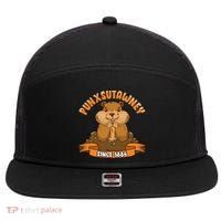 Funny Groundhog Day Phil Cute Ground Hog Punxsutawney 7 Panel Mesh Trucker Snapback Hat thumb 0