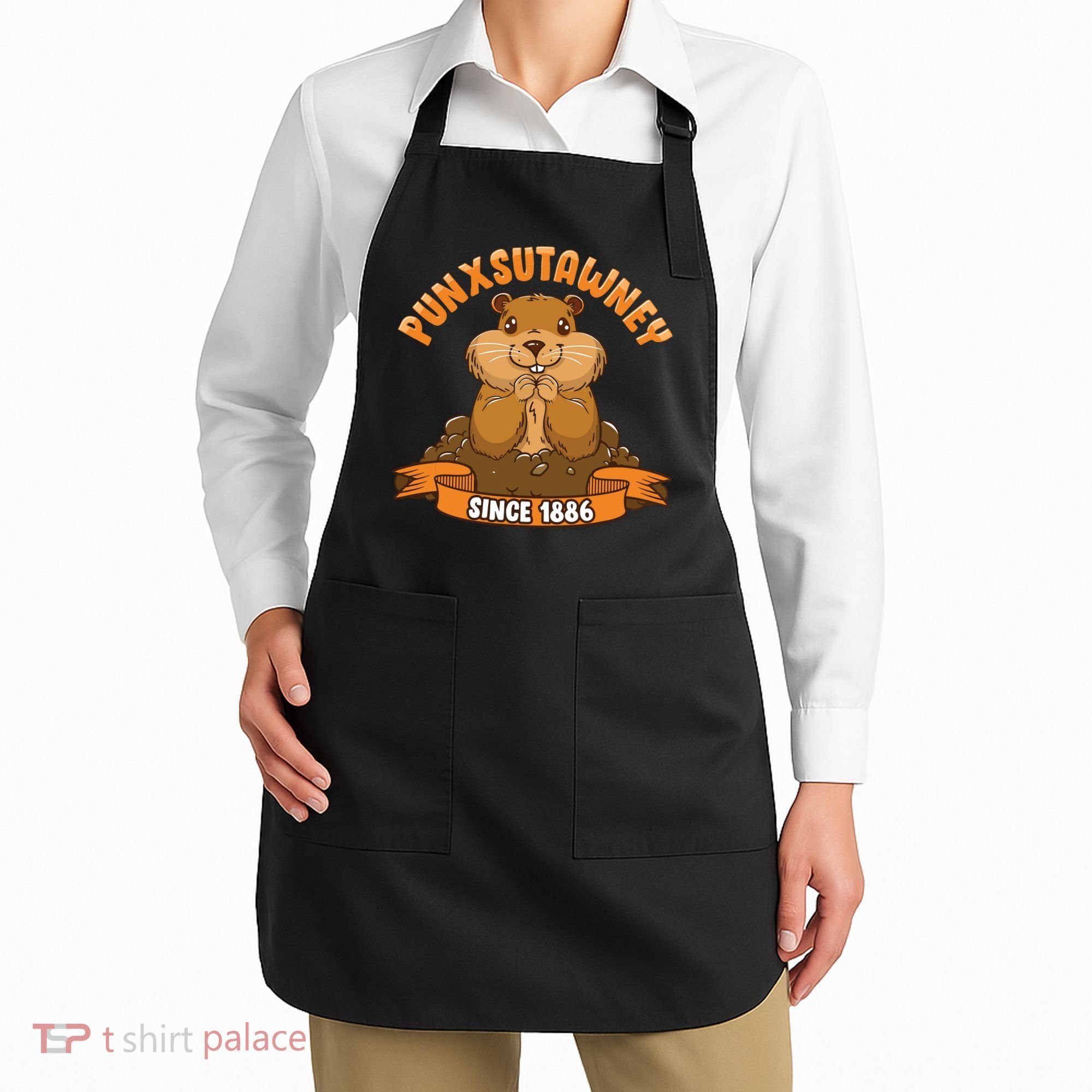 Funny Groundhog Day Phil Cute Ground Hog Punxsutawney Apron