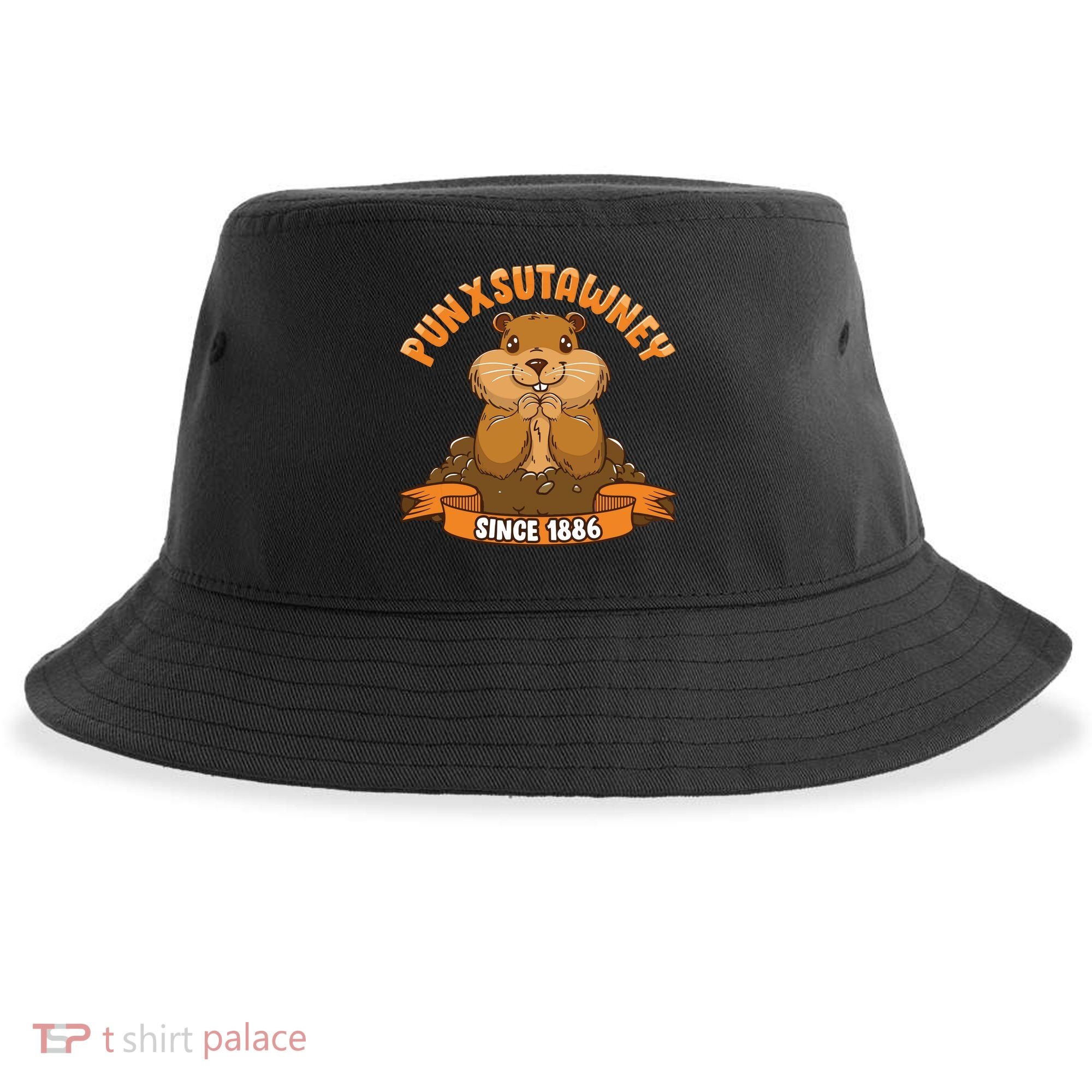 Funny Groundhog Day Phil Cute Ground Hog Punxsutawney Sustainable Bucket Hat