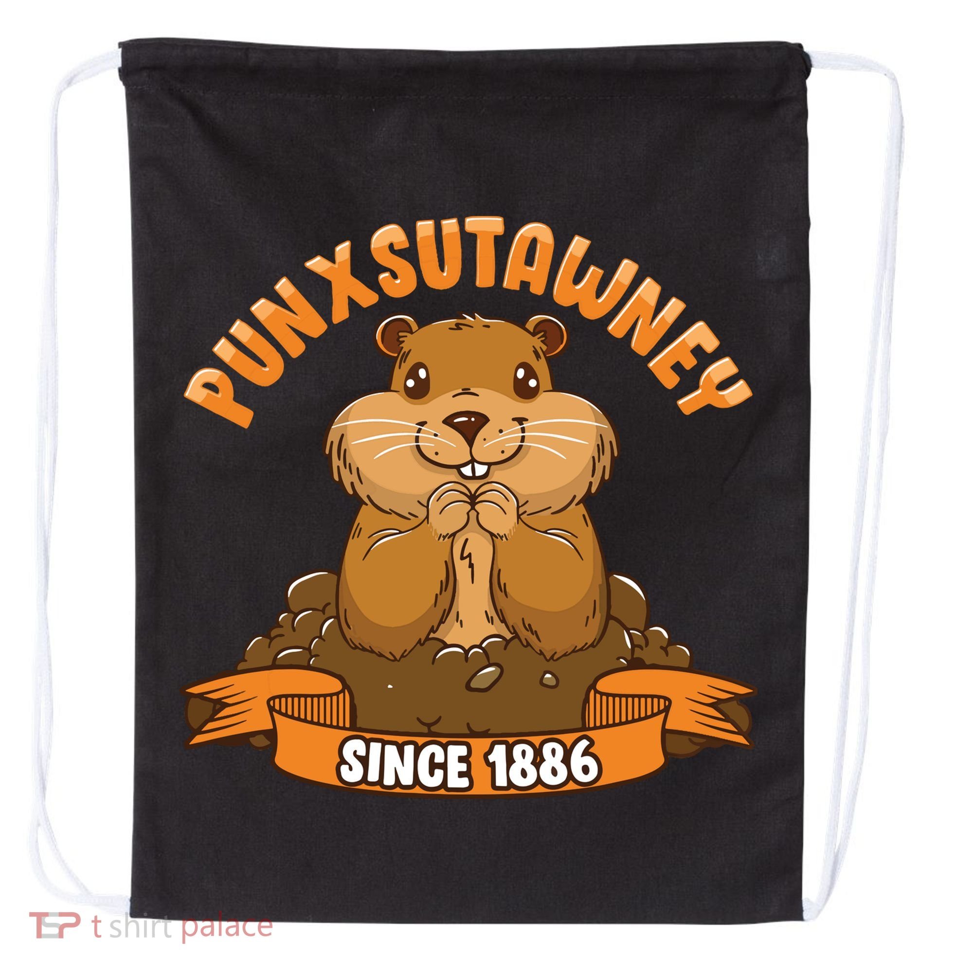 Funny Groundhog Day Phil Cute Ground Hog Punxsutawney Drawstring Bag