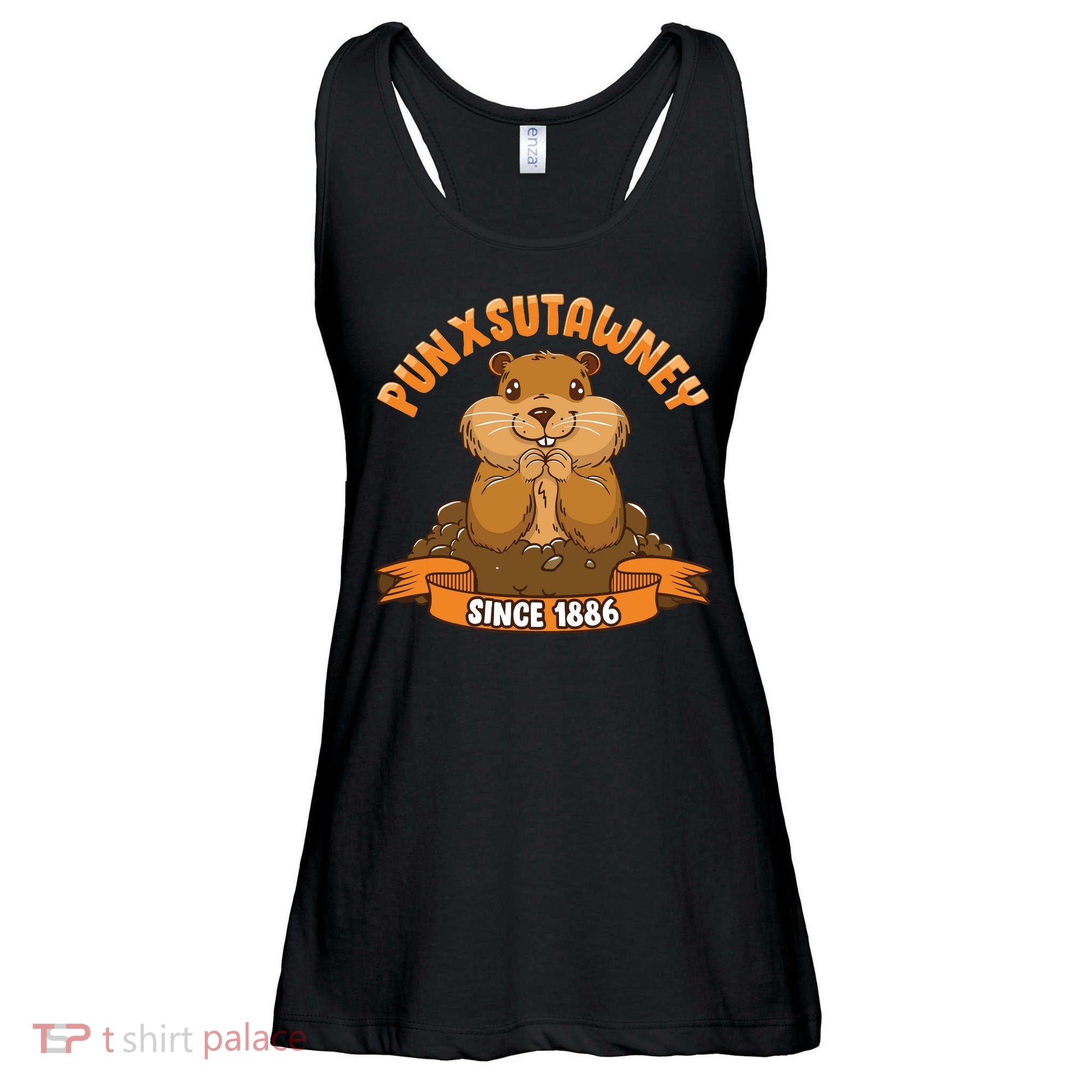 Funny Groundhog Day Phil Cute Ground Hog Punxsutawney Ladies Essential Flowy Tank