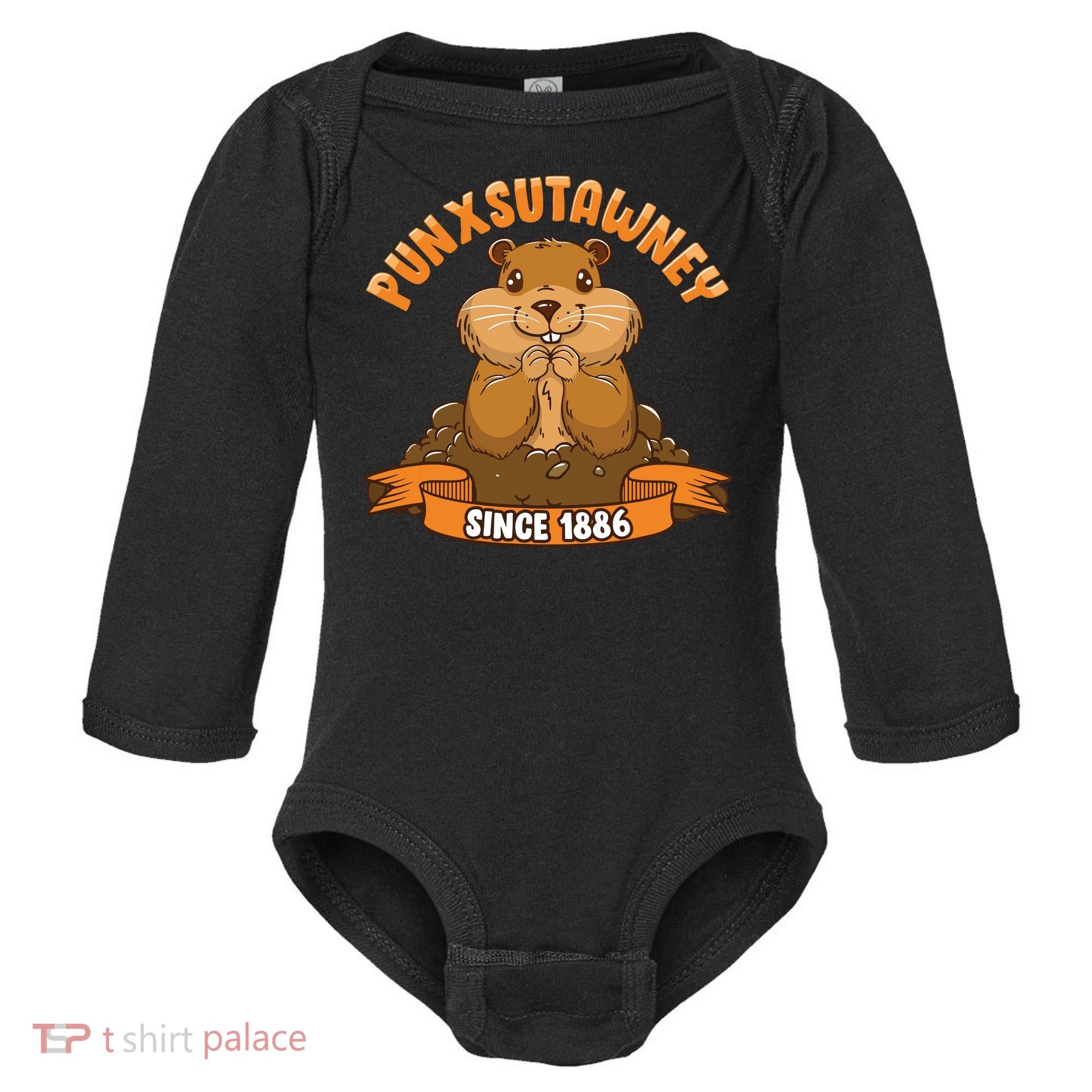 Funny Groundhog Day Phil Cute Ground Hog Punxsutawney Baby Long Sleeve Bodysuit