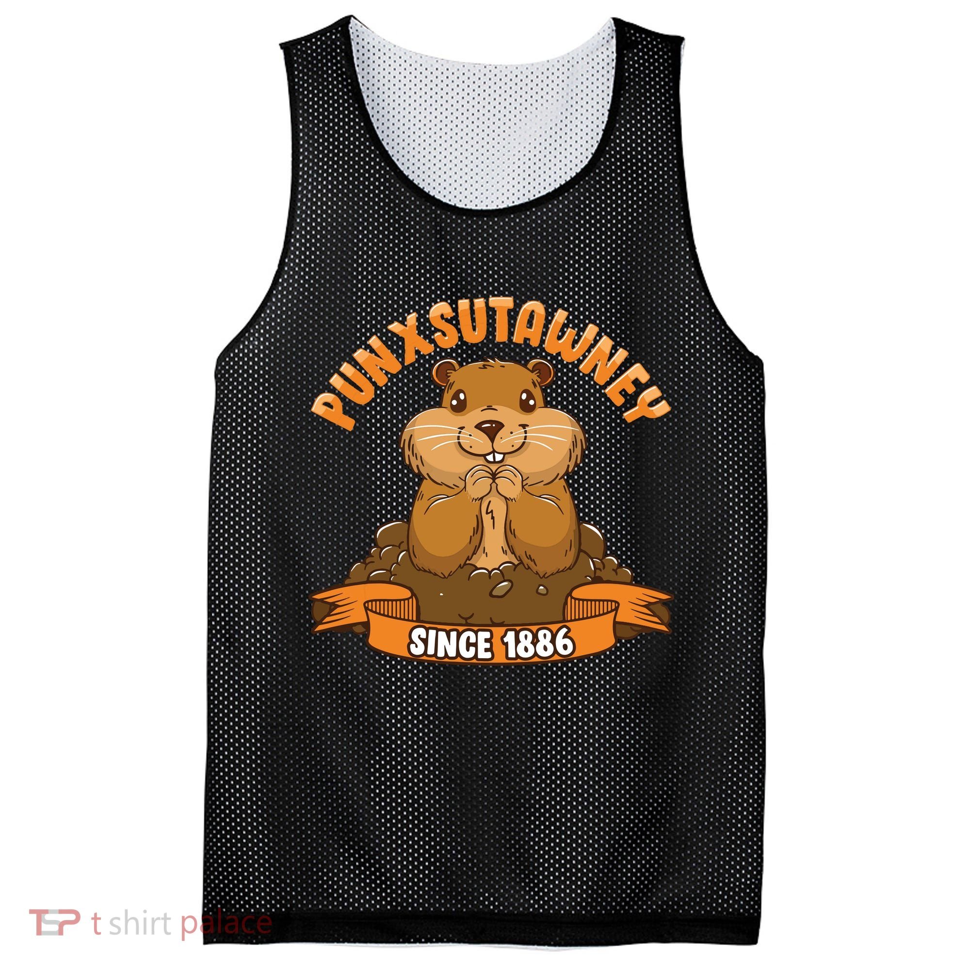 Funny Groundhog Day Phil Cute Ground Hog Punxsutawney Mesh Reversible Basketball Jersey Tank