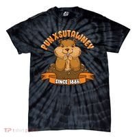 Funny Groundhog Day Phil Cute Ground Hog Punxsutawney Tie-Dye T-Shirt thumb 0
